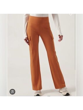 Athleta Delancey Straight Cargo Pant Size 1X Foliage Orange pull on Curvy Girl